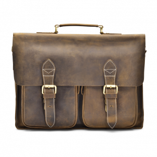 SATCHEL LEER VINTAGE WALNOOT TYRIK. - 1