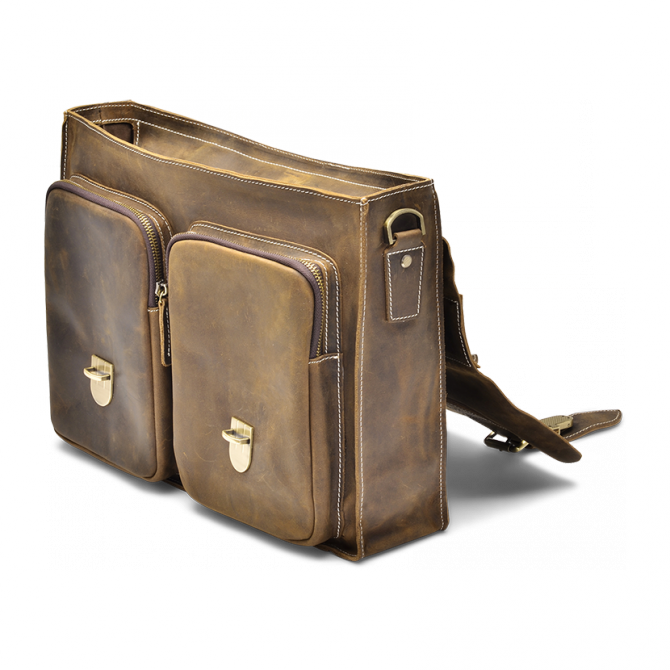 SATCHEL LEER VINTAGE WALNOOT TYRIK. - 4