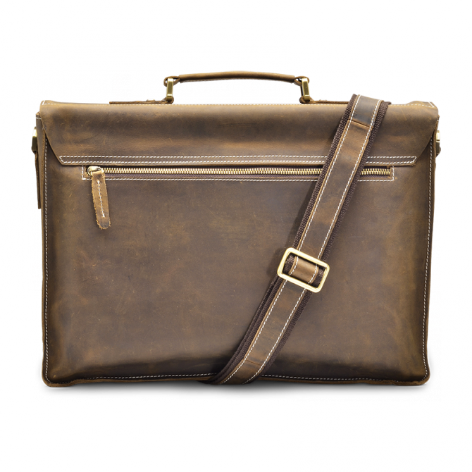 SATCHEL LEER VINTAGE WALNOOT TYRIK. - 3