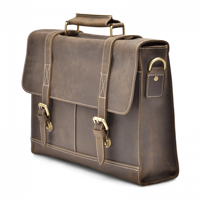 SATCHEL LEER VINTAGE WALNOOT ARLIS. - 2